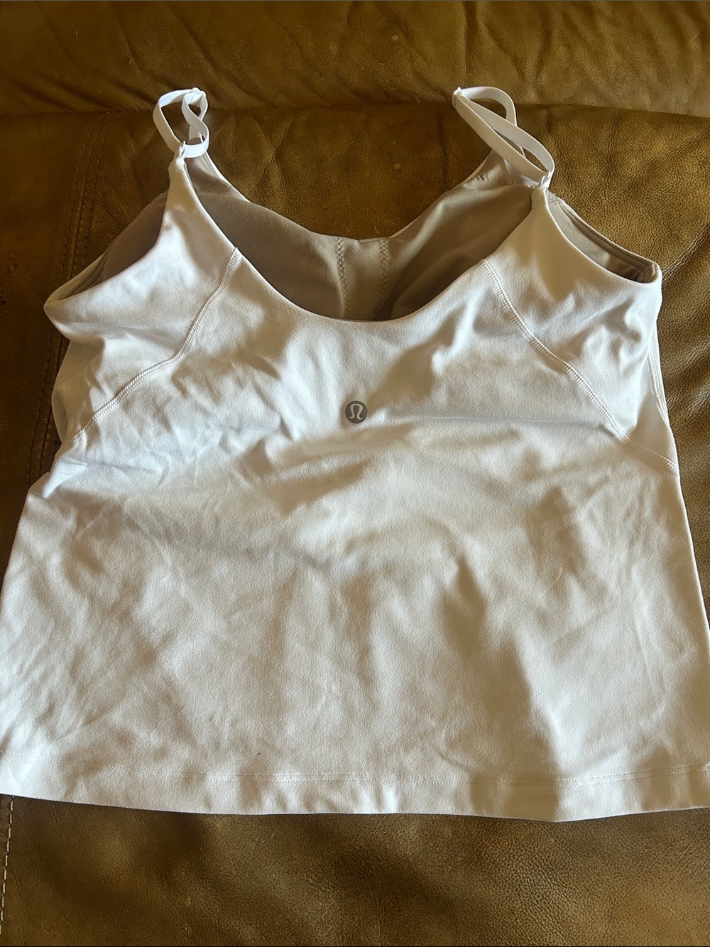 Lululemon White Scoop Neck spaghetti strap sports bra yoga Tank Top